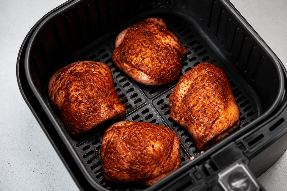 Berbere chicken in the air fryer basket