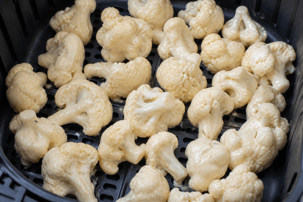 Cauliflower florets coated in batter