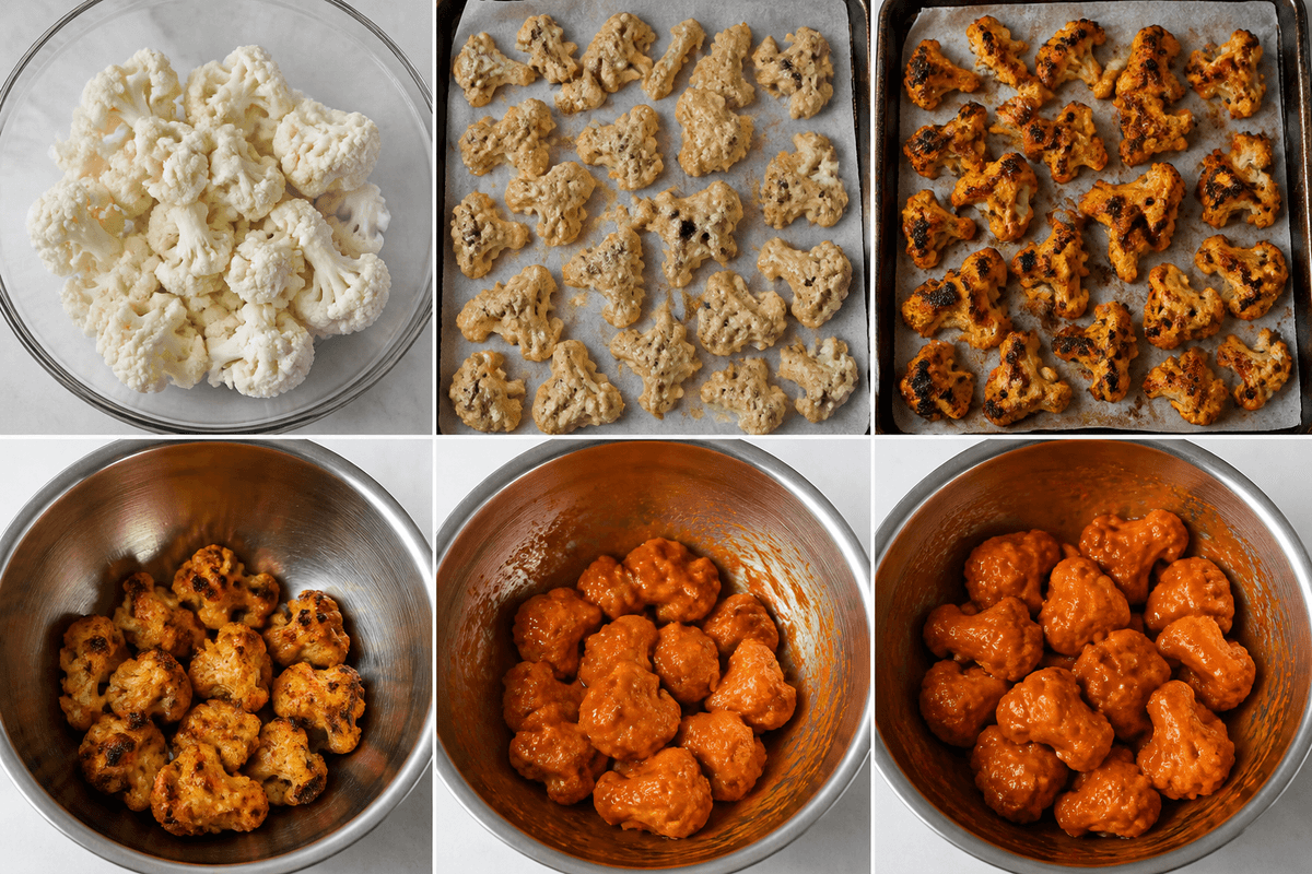 Crispy cauliflower tossed in Buffalo sauce