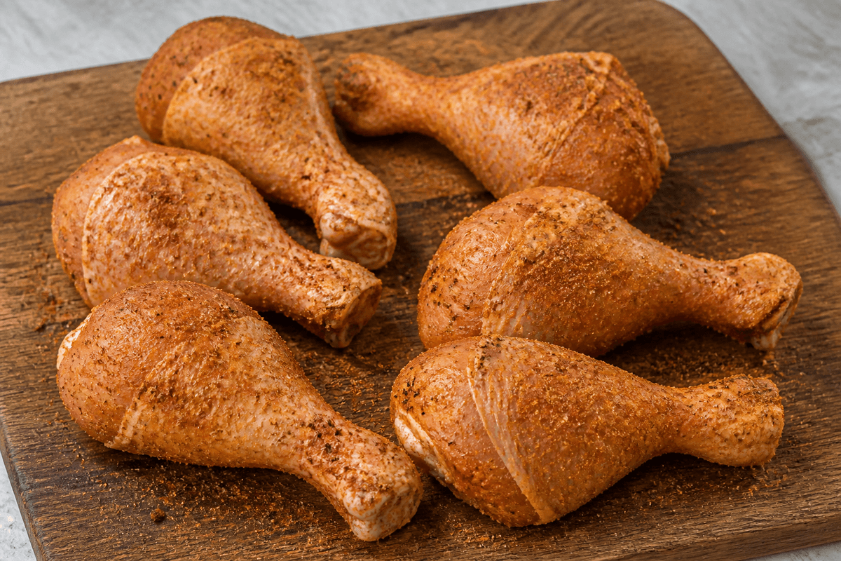 Drumsticks coated in spice rub