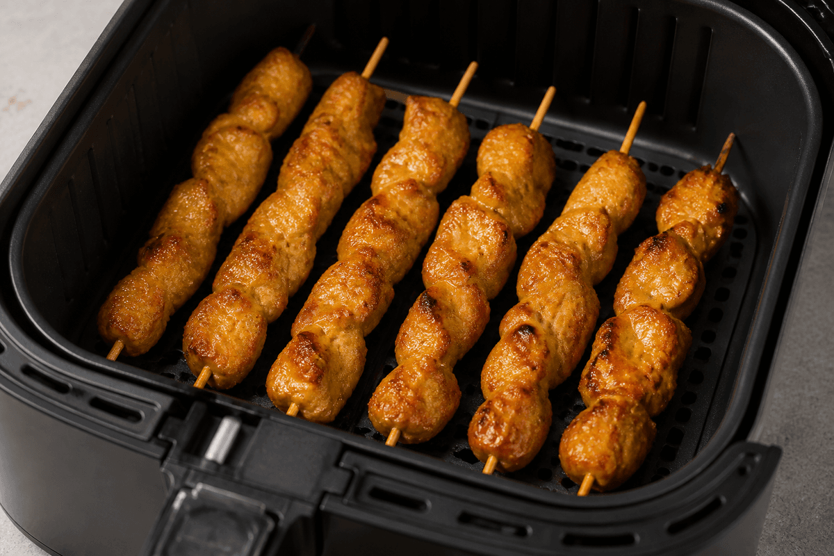Chicken satay skewers in the air fryer