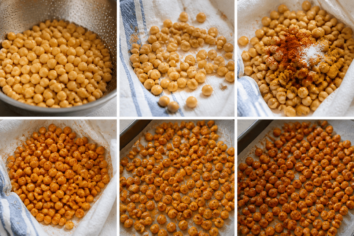 Chickpeas dried and tossed with spices