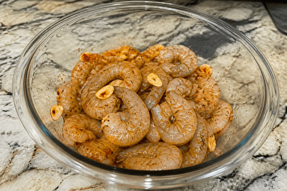 Raw shrimp tossed with garlic, oil and paprika