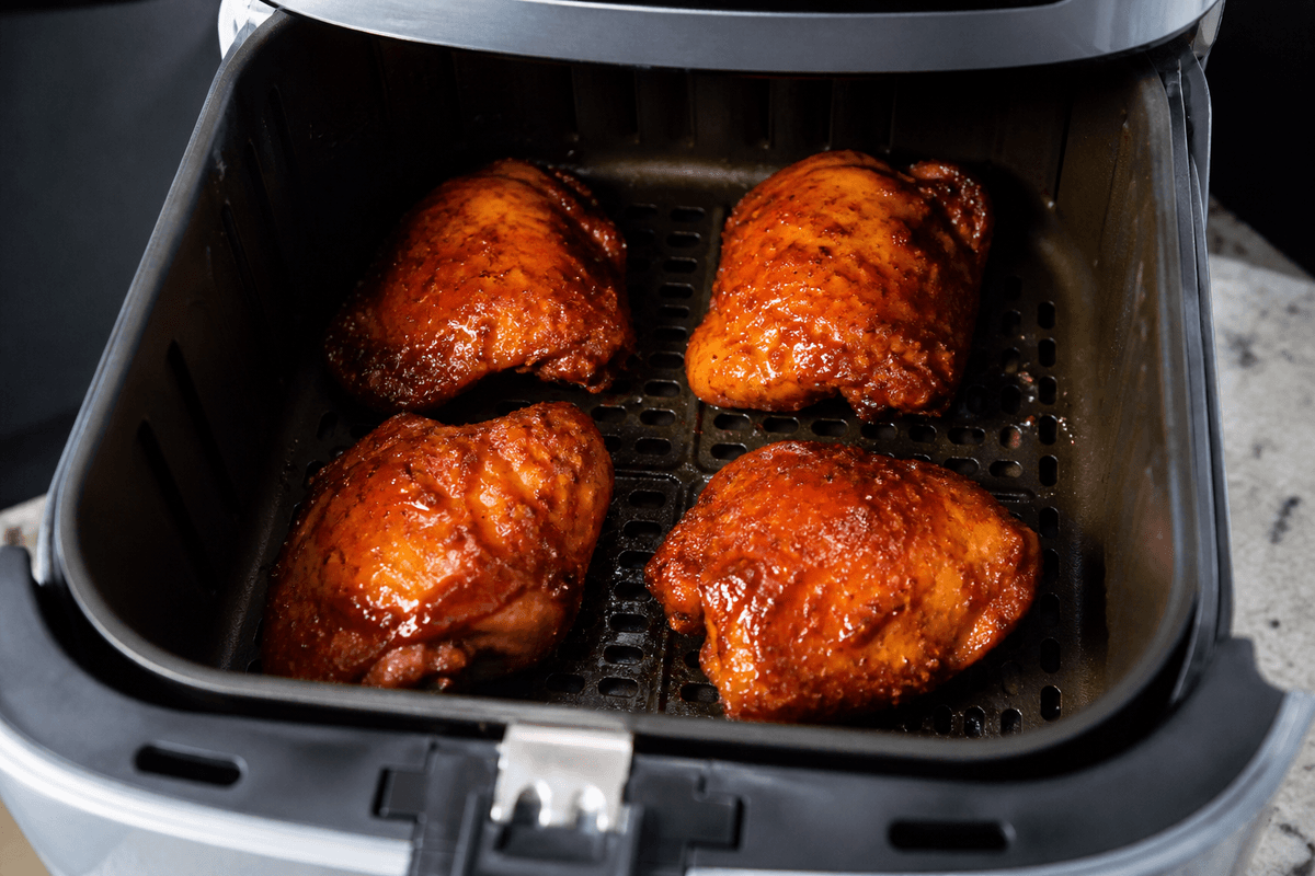 Harissa chicken in the air fryer basket