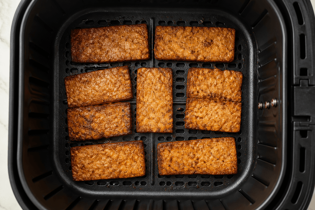 Tempeh goreng in the air fryer
